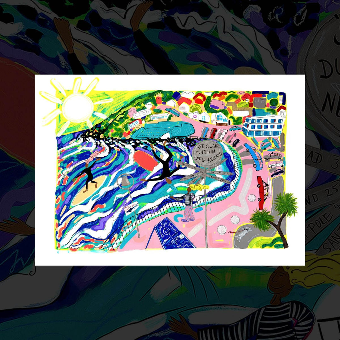 The Esplanade' art print by Pia Davie – Fishmob - Iconic NZ art prints